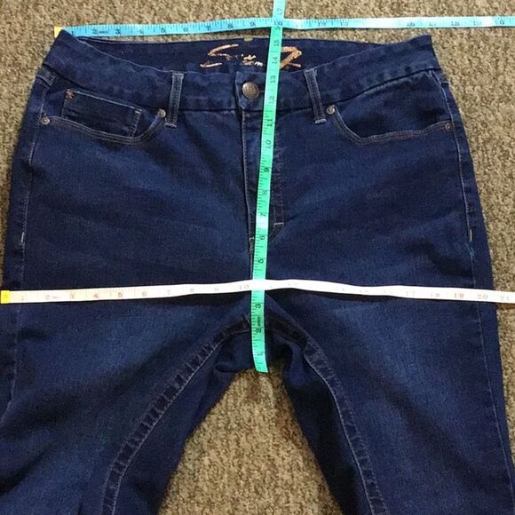 Seven7 Tummyless High Rise Slem Boot Dark Blue Denim Jeans Size Plus 16 - Picture 14 of 16